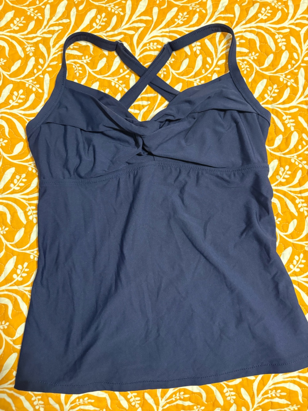 Athleta Navy Blue Crisscross Tankini Top